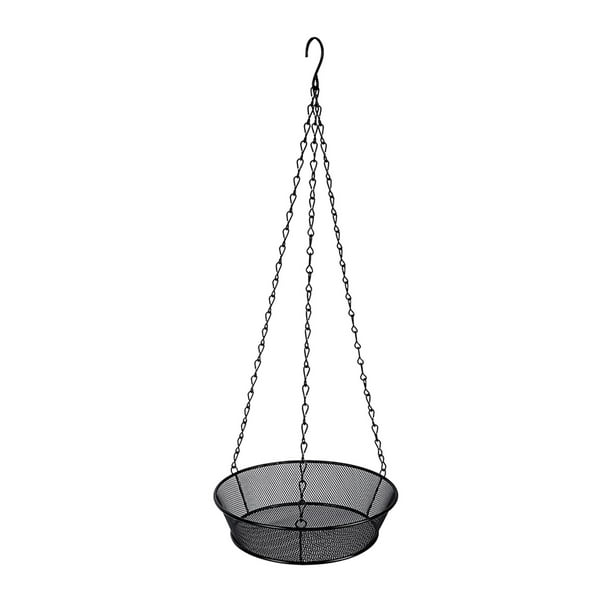 DASNTERED Hanging Bird Feeder Bird Feeder Gift Outdoor Garden Hanging Tray Platform Metal Mesh Yard Decoration Black,Size:18.5x18.5x42cm